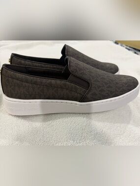 Michael Kors Brown Monogram Slip-On Sneakers for Men